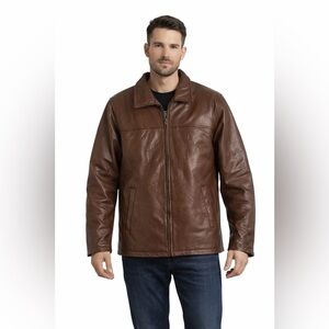 Haband Executive Division Leather Jacket - Brown - Men’s Size Medium